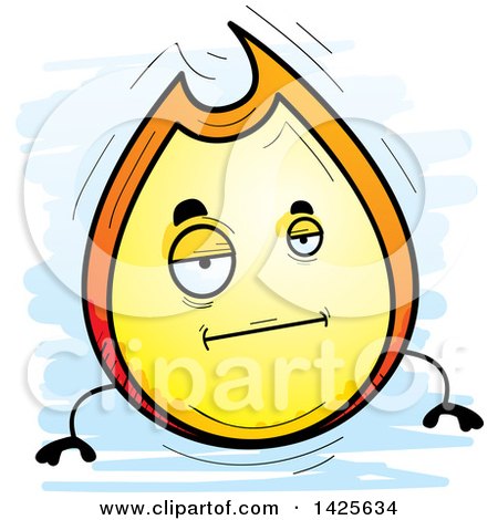 Clipart of a Cartoon Doodled Bored Flame Character - Royalty Free Vector Illustration by Cory Thoman