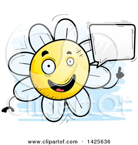 Clipart of a Cartoon Doodled Talking Flower Character - Royalty Free Vector Illustration by Cory Thoman