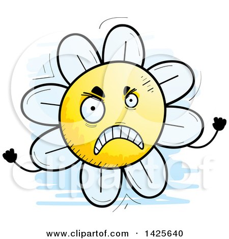 Clipart of a Cartoon Doodled Mad Flower Character - Royalty Free Vector Illustration by Cory Thoman