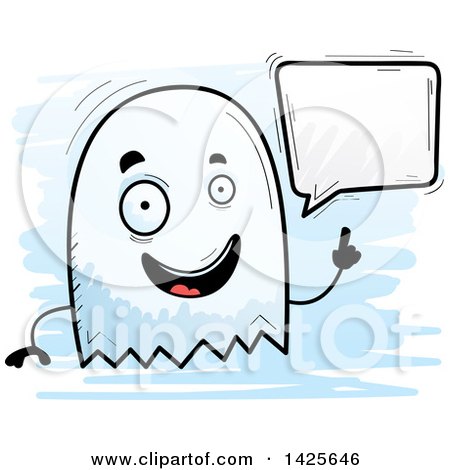 Clipart of a Cartoon Doodled Talking Ghost - Royalty Free Vector Illustration by Cory Thoman