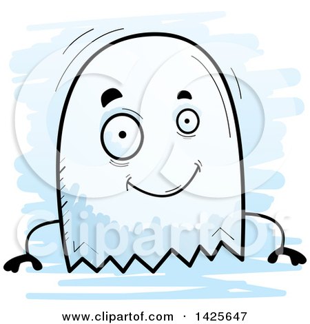 Clipart of a Cartoon Doodled Ghost - Royalty Free Vector Illustration by Cory Thoman