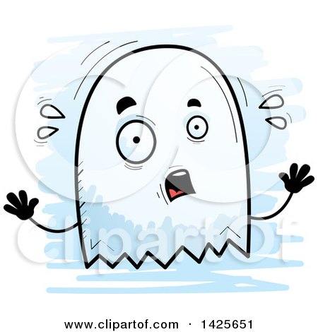 Clipart of a Cartoon Doodled Scared Ghost - Royalty Free Vector Illustration by Cory Thoman