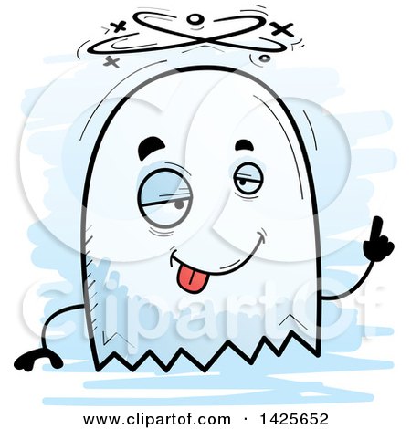 Clipart of a Cartoon Doodled Drunk Ghost - Royalty Free Vector Illustration by Cory Thoman