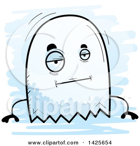 Clipart of a Cartoon Doodled Bored Ghost - Royalty Free Vector Illustration by Cory Thoman