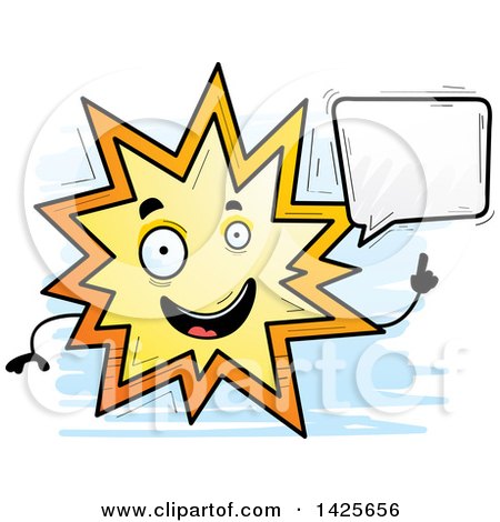 Clipart of a Cartoon Doodled Talking Explosion Character - Royalty Free Vector Illustration by Cory Thoman