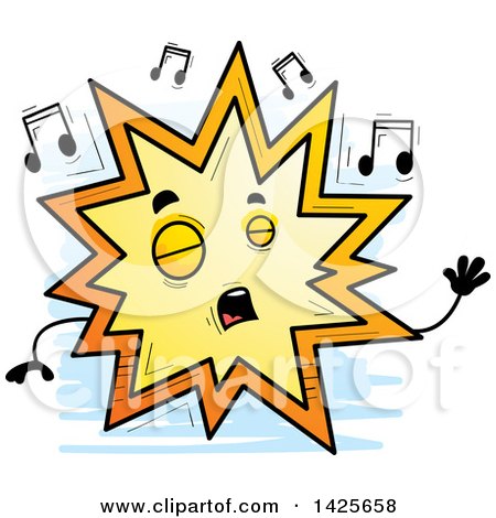 Clipart of a Cartoon Doodled Singing Explosion Character - Royalty Free Vector Illustration by Cory Thoman