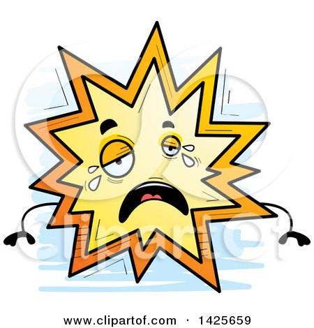 Clipart of a Cartoon Doodled Crying Explosion Character - Royalty Free Vector Illustration by Cory Thoman