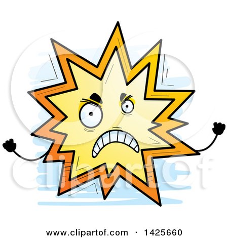 Clipart of a Cartoon Doodled Mad Explosion Character - Royalty Free Vector Illustration by Cory Thoman