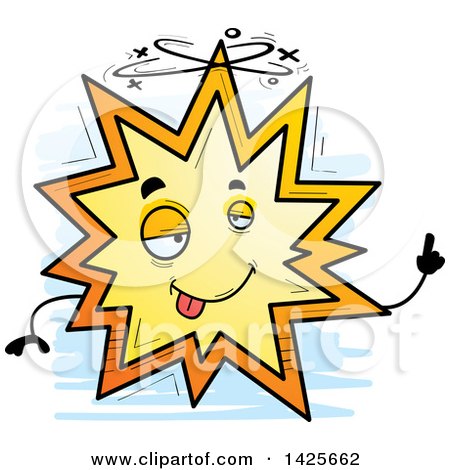 Clipart of a Cartoon Doodled Drunk Explosion Character - Royalty Free Vector Illustration by Cory Thoman