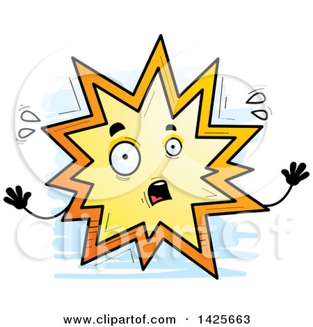 Clipart of a Cartoon Doodled Scared Explosion Character - Royalty Free Vector Illustration by Cory Thoman