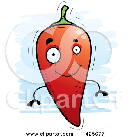 Clipart of a Cartoon Doodled Hot Chile Pepper Character - Royalty Free Vector Illustration by Cory Thoman