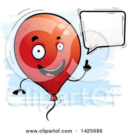 Clipart of a Cartoon Doodled Talking Balloon Character - Royalty Free Vector Illustration by Cory Thoman