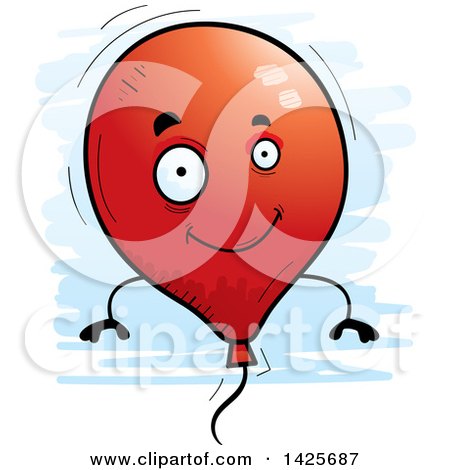 Clipart of a Cartoon Doodled Balloon Character - Royalty Free Vector Illustration by Cory Thoman