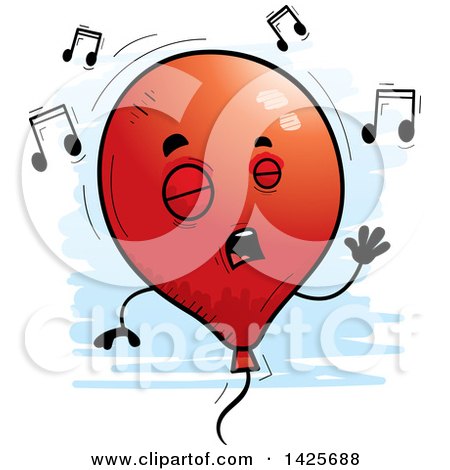 Clipart of a Cartoon Doodled Singing Balloon Character - Royalty Free Vector Illustration by Cory Thoman