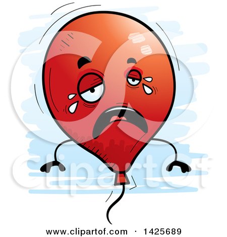 Clipart of a Cartoon Doodled Crying Balloon Character - Royalty Free Vector Illustration by Cory Thoman