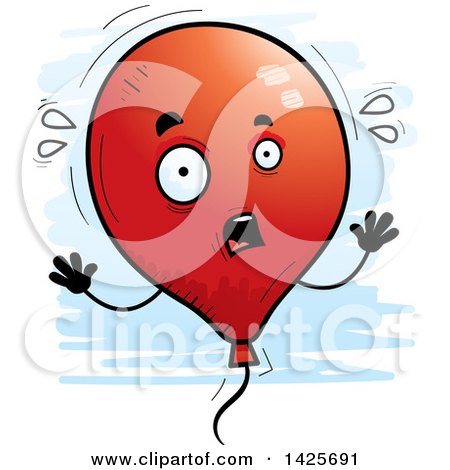Clipart of a Cartoon Doodled Scared Balloon Character - Royalty Free Vector Illustration by Cory Thoman