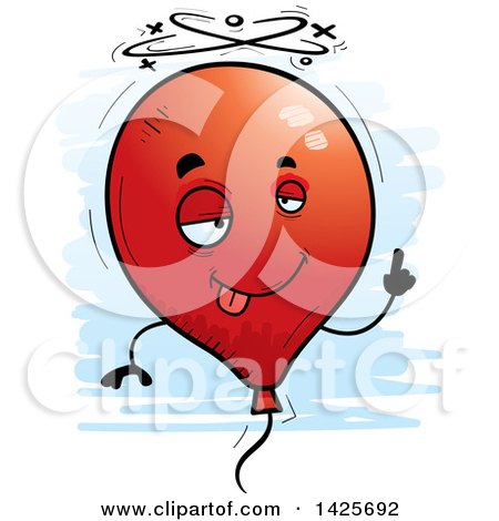 Clipart of a Cartoon Doodled Drunk Balloon Character - Royalty Free Vector Illustration by Cory Thoman
