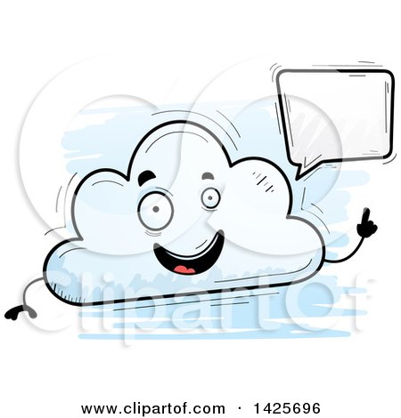 Clipart of a Cartoon Doodled Talking Cloud Character - Royalty Free Vector Illustration by Cory Thoman