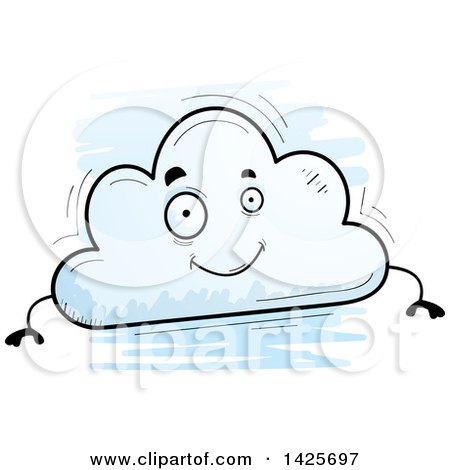 Clipart of a Cartoon Doodled Cloud Character - Royalty Free Vector Illustration by Cory Thoman