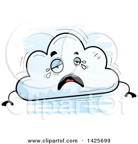 Clipart of a Cartoon Doodled Crying Cloud Character - Royalty Free Vector Illustration by Cory Thoman