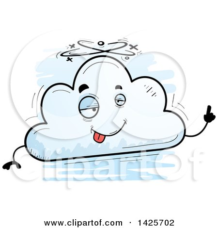 Clipart of a Cartoon Doodled Drunk Cloud Character - Royalty Free Vector Illustration by Cory Thoman