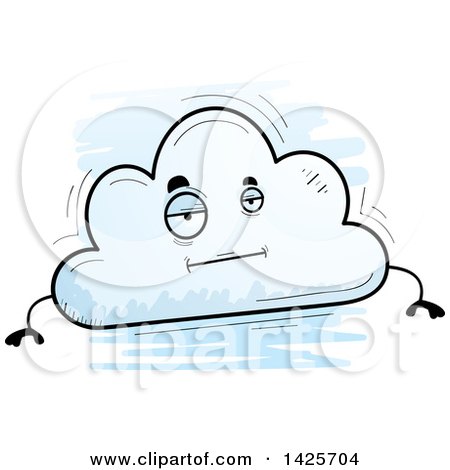 Clipart of a Cartoon Doodled Bored Cloud Character - Royalty Free Vector Illustration by Cory Thoman