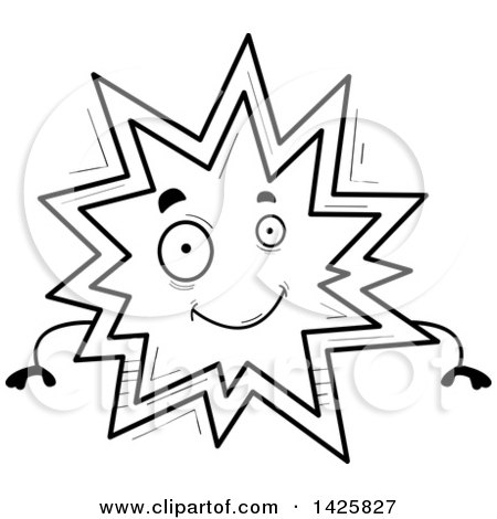 Clipart of a Cartoon Black and White Doodled Explosion Character - Royalty Free Vector Illustration by Cory Thoman