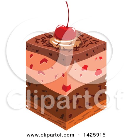 Clipart of a Piece of Cake with a Cherry - Royalty Free Vector Illustration by Vector Tradition SM