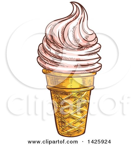Clipart of a Sketched Ice Cream Cone - Royalty Free Vector Illustration by Vector Tradition SM