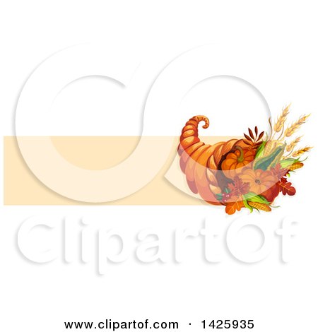 Clipart of a Thanksgiving Banner with a Cornucopia - Royalty Free Vector Illustration by Vector Tradition SM
