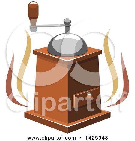 Clipart of a Coffee Grinder with Steam - Royalty Free Vector Illustration by Vector Tradition SM