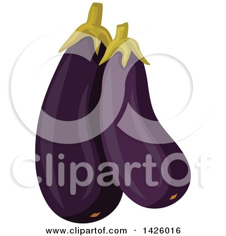 Clipart of Purple Eggplants - Royalty Free Vector Illustration by Vector Tradition SM