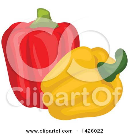 Clipart of Red and Yellow Bell Peppers - Royalty Free Vector Illustration by Vector Tradition SM