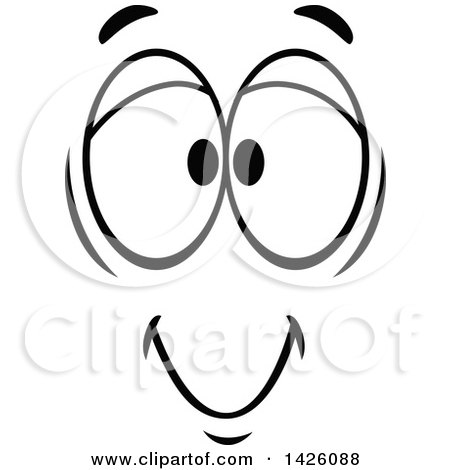 Clipart of a Black and White Expressional Face - Royalty Free Vector Illustration by Vector Tradition SM