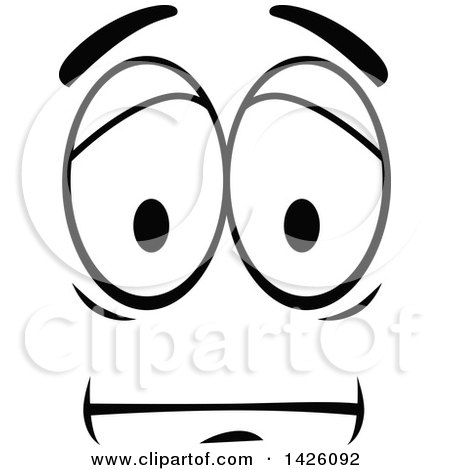 Clipart of a Black and White Expressional Face - Royalty Free Vector Illustration by Vector Tradition SM