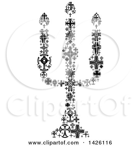 Clipart of a Candelabra Formed of Black and White Crosses - Royalty Free Vector Illustration by Vector Tradition SM