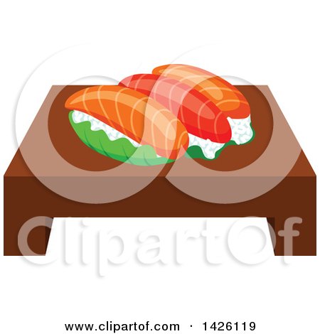 Clipart of a Serving of Salmon Sushi - Royalty Free Vector Illustration by Vector Tradition SM