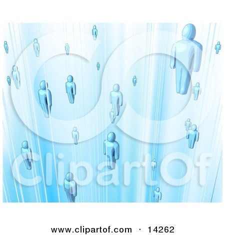 Floating Blue People in a Network Clipart Illustration by AtStockIllustration