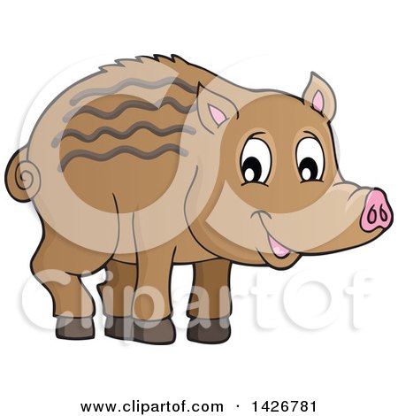 Clipart of a Razorback Boar Piglet - Royalty Free Vector Illustration by visekart