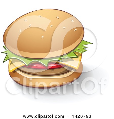 Clipart of a Cheeseburger with a Shadow - Royalty Free Vector Illustration by cidepix