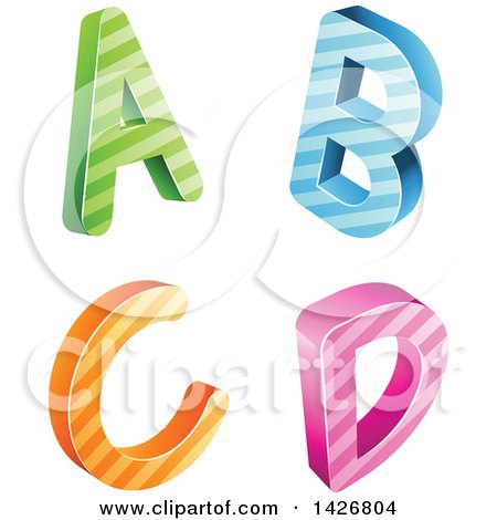 Clipart of Colorful Striped a B C D Letters - Royalty Free Vector Illustration by cidepix