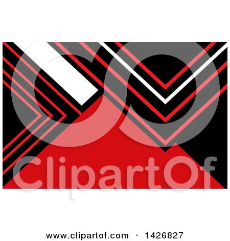 Clipart of a Red, Black and White Geometric Styled Wesite Background or Business Card Design - Royalty Free Vector Illustration by KJ Pargeter