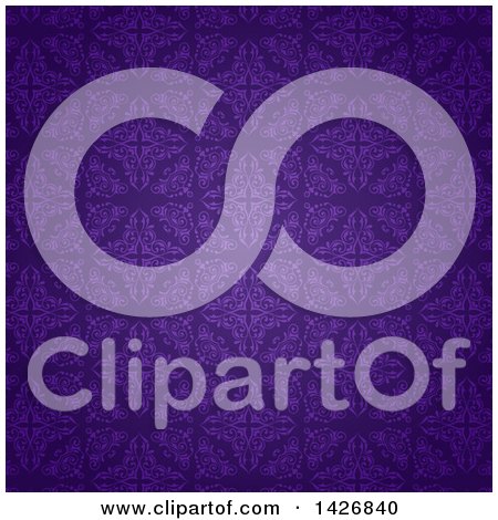 Clipart of a Beautiful Purple Damask Pattern - Royalty Free Vector Illustration by KJ Pargeter