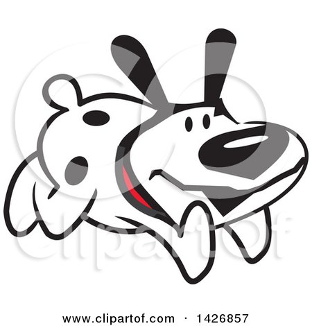 Clipart of a Cartoon Happy Puppy Dog Running - Royalty Free Vector Illustration by Johnny Sajem