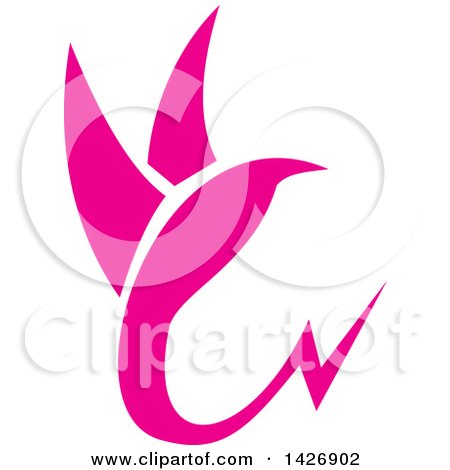 Clipart of a Pink Abstract Hummingbird with a Lightning Tail - Royalty Free Vector Illustration by patrimonio