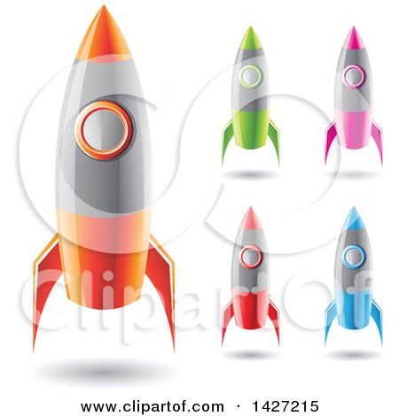 Clipart of Rockets with Shadows Icons - Royalty Free Vector Illustration by cidepix
