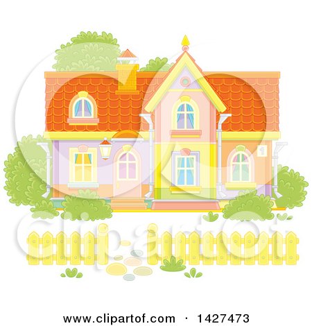 Clipart of a Two Storey Home - Royalty Free Vector Illustration by Alex Bannykh