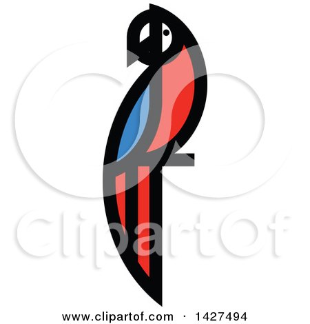 Clipart of a Flat Styled Scarlet Macaw Parrot - Royalty Free Vector Illustration by elena