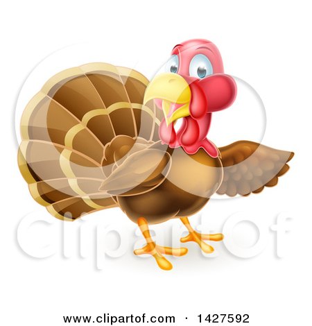 Clipart of a Turkey Bird Presenting - Royalty Free Vector Illustration by AtStockIllustration