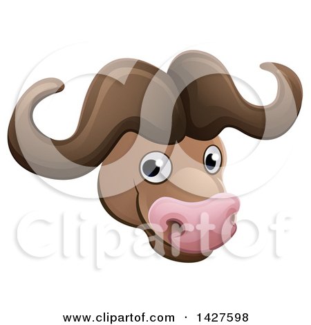 Clipart of a Happy African Safari Cape Buffalo Face Avatar - Royalty Free Vector Illustration by AtStockIllustration